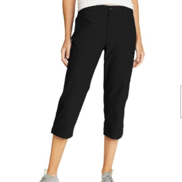 NWT Eddie Bauer Women's Black Tech Capri Pants, size 10 - Picture 1 of 5